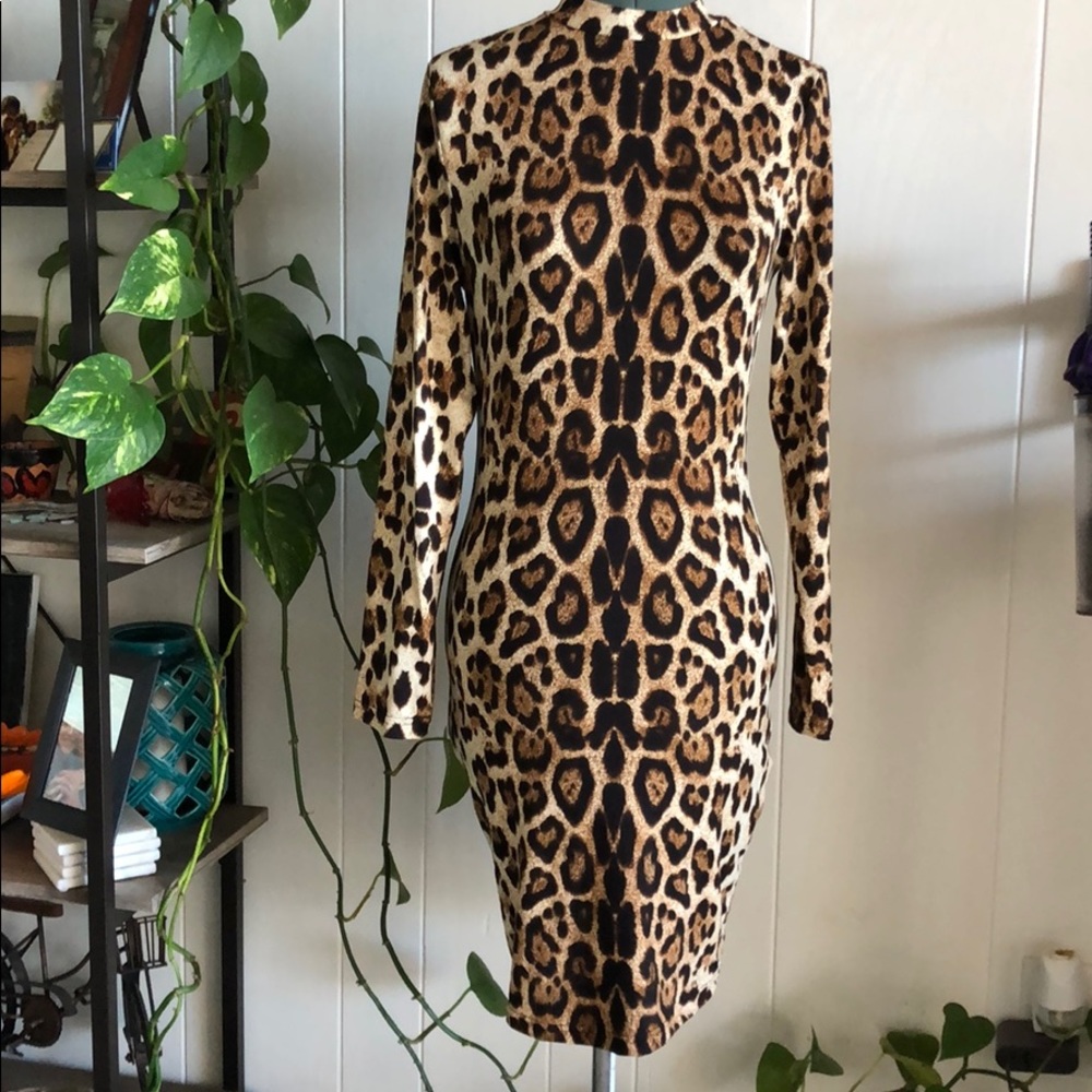 Long sleeve, leopard print dress